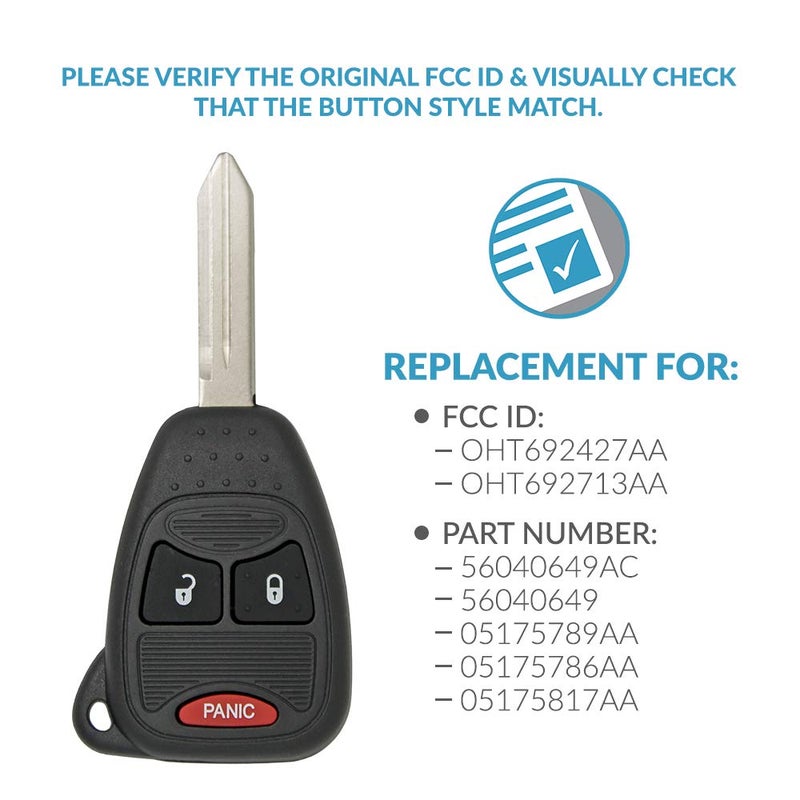 Keyless2Go Replacement for Keyless Entry Remote Car Key Vehicles That Use 3 Button OHT692427AA - 2 Pack - Image 4